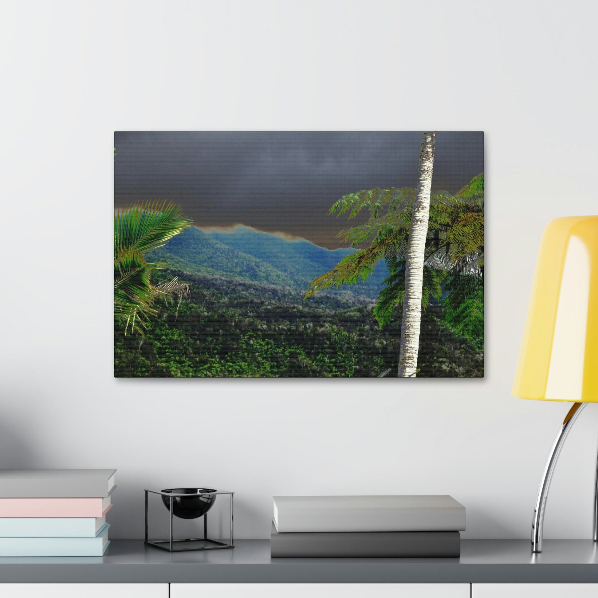 Canvas Stretched - Forest@Home - El Yunque - Recovering from Hurricane Maria - Broad view of the East peak from closed PR 191 - Green Forest Home
