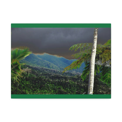 Canvas Stretched - Forest@Home - El Yunque - Recovering from Hurricane Maria - Broad view of the East peak from closed PR 191 - Green Forest Home