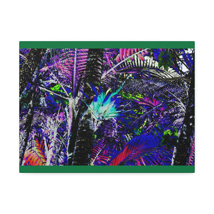 Canvas Stretched - Forest@Home - El Yunque - Recovering from Hurricane Maria - Bromeliad turns blue in sierra palm forest - color modified - Green Forest Home