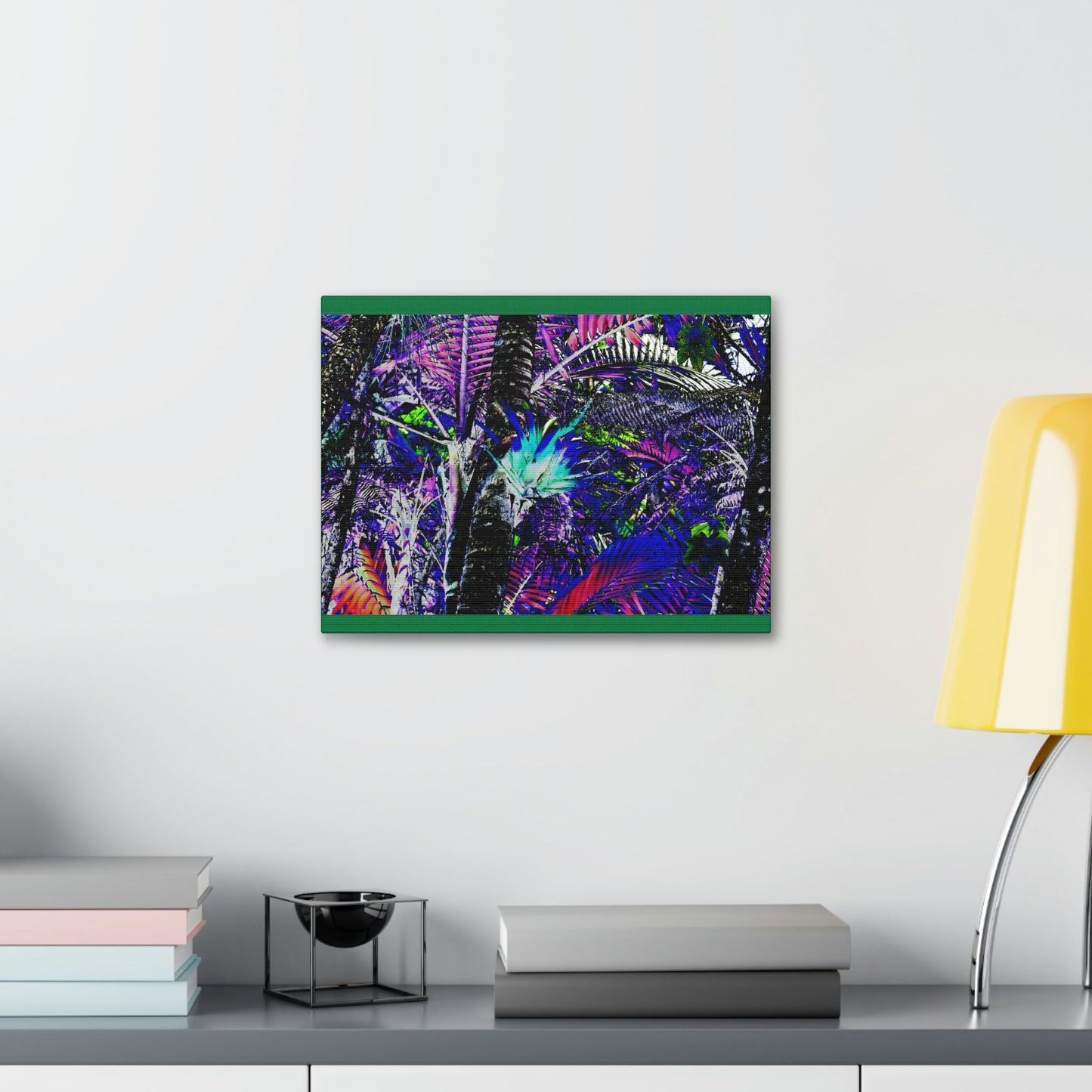 Canvas Stretched - Forest@Home - El Yunque - Recovering from Hurricane Maria - Bromeliad turns blue in sierra palm forest - color modified - Green Forest Home
