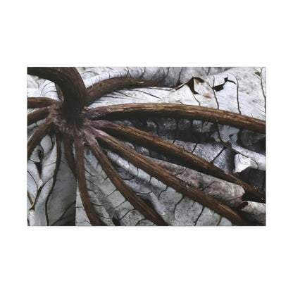 Canvas Stretched - Forest@Home - El Yunque - Recovering from Hurricane Maria - Closeup of center of fallen Yagrumo leaf - Tradewinds - Green Forest Home