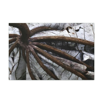 Canvas Stretched - Forest@Home - El Yunque - Recovering from Hurricane Maria - Closeup of center of fallen Yagrumo leaf - Tradewinds - Green Forest Home