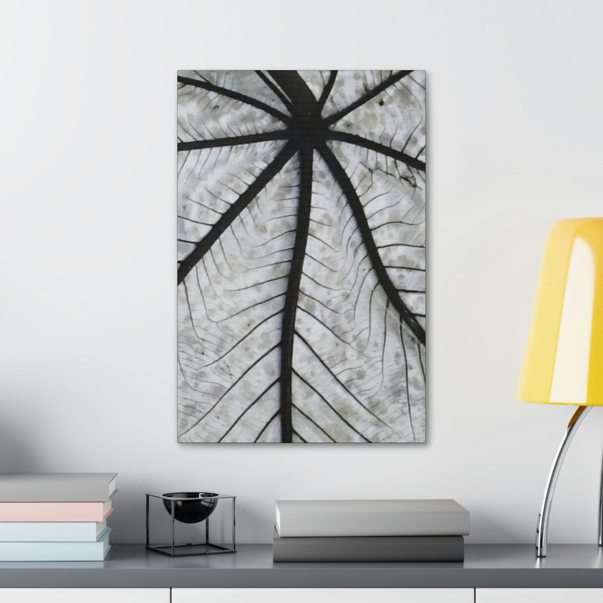 Canvas Stretched - Forest@Home - El Yunque - Recovering from Hurricane Maria - Closeup of white side of the Yagrumo leaf - Green Forest Home