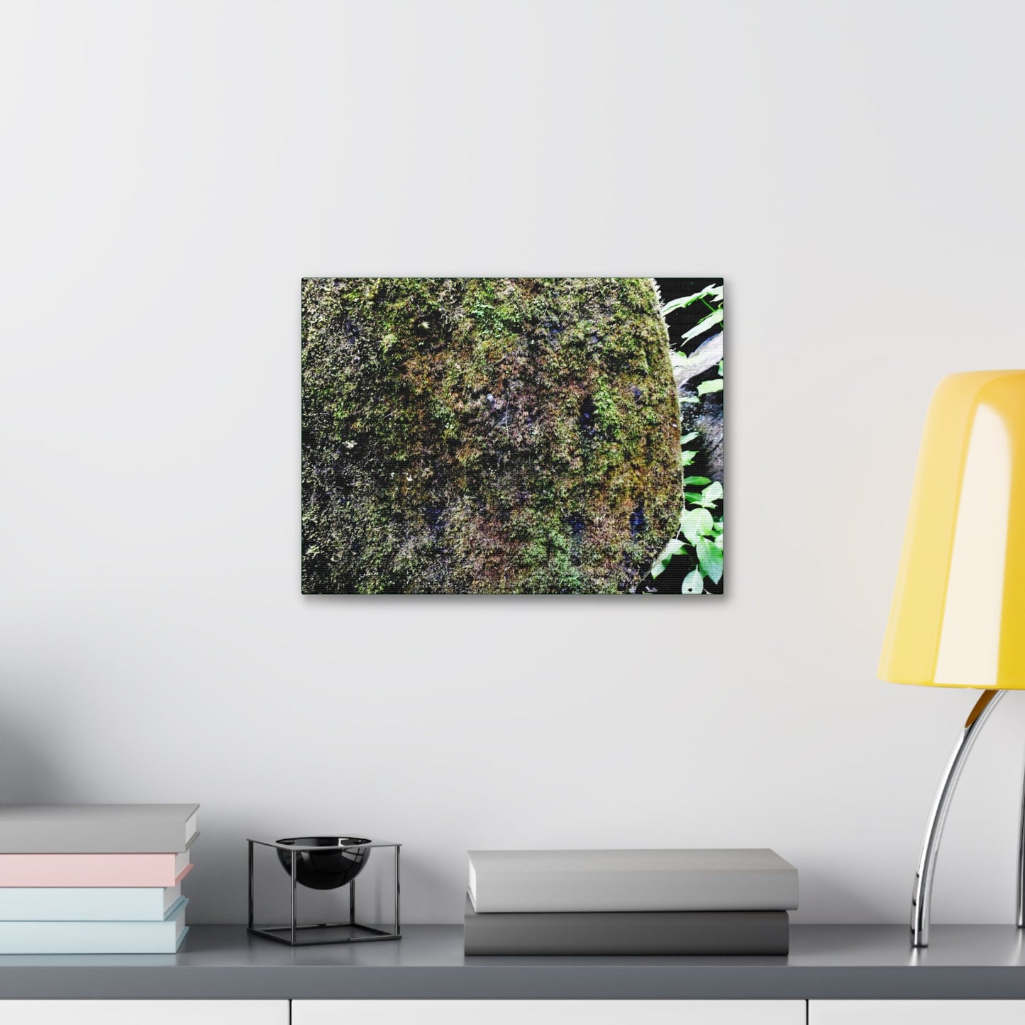 Canvas Stretched - Forest@Home - El Yunque - Recovering from Hurricane Maria - Color enhanced boulder covered with moss - Tradewinds - Green Forest Home