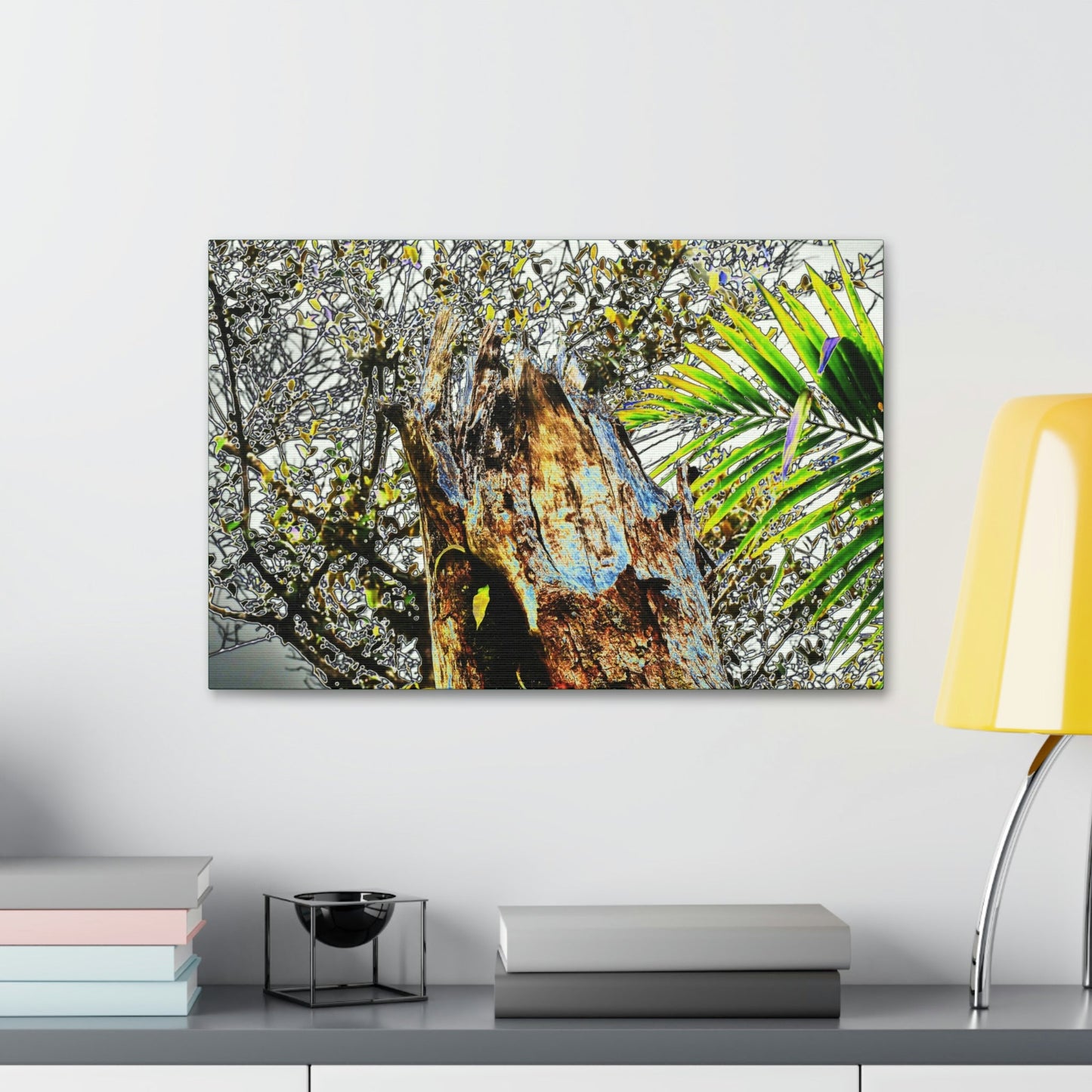 Canvas Stretched - Forest@Home - El Yunque - Recovering from Hurricane Maria - Color mod enhances Tree broken by Maria - Tradewinds trail - Green Forest Home