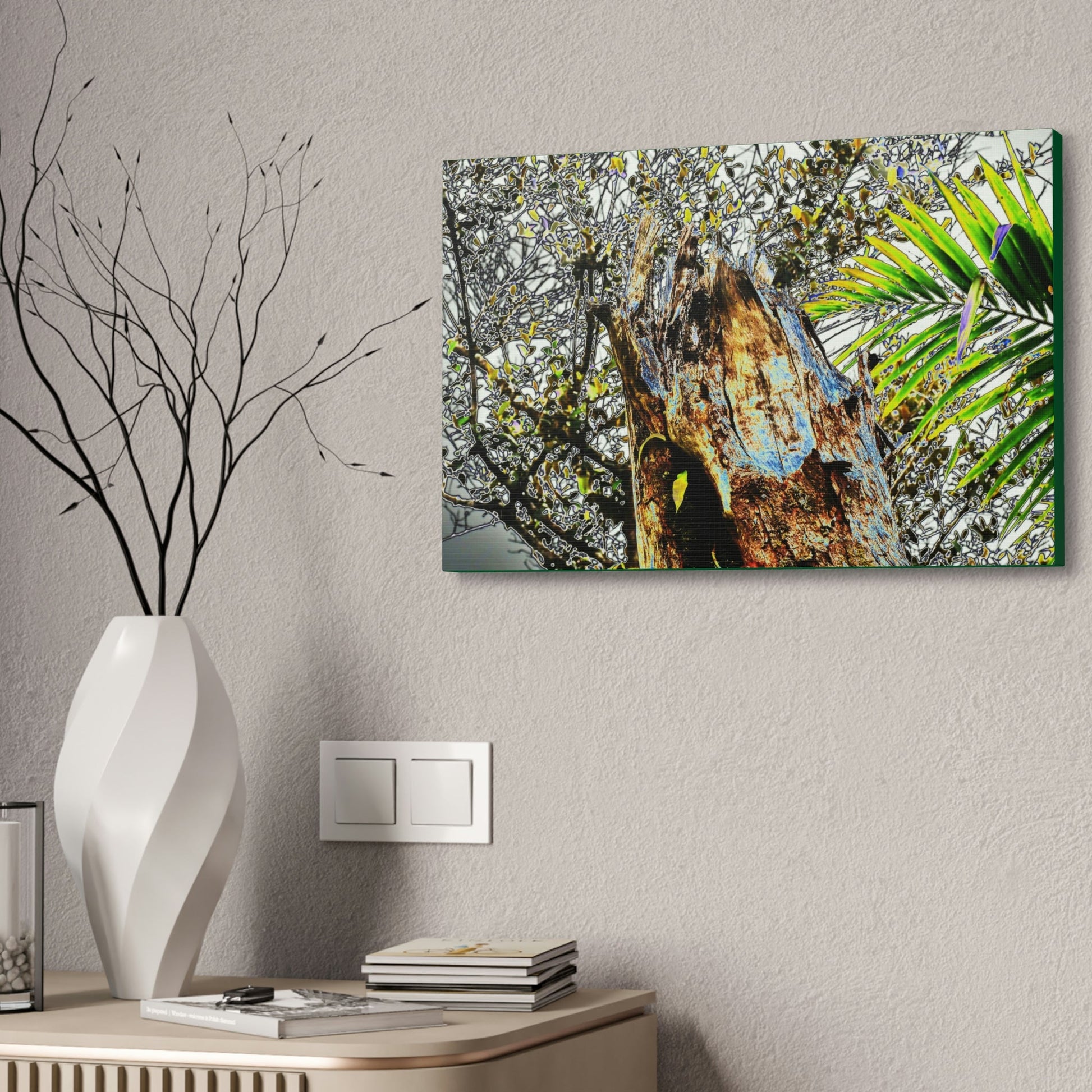 Canvas Stretched - Forest@Home - El Yunque - Recovering from Hurricane Maria - Color mod enhances Tree broken by Maria - Tradewinds trail - Green Forest Home