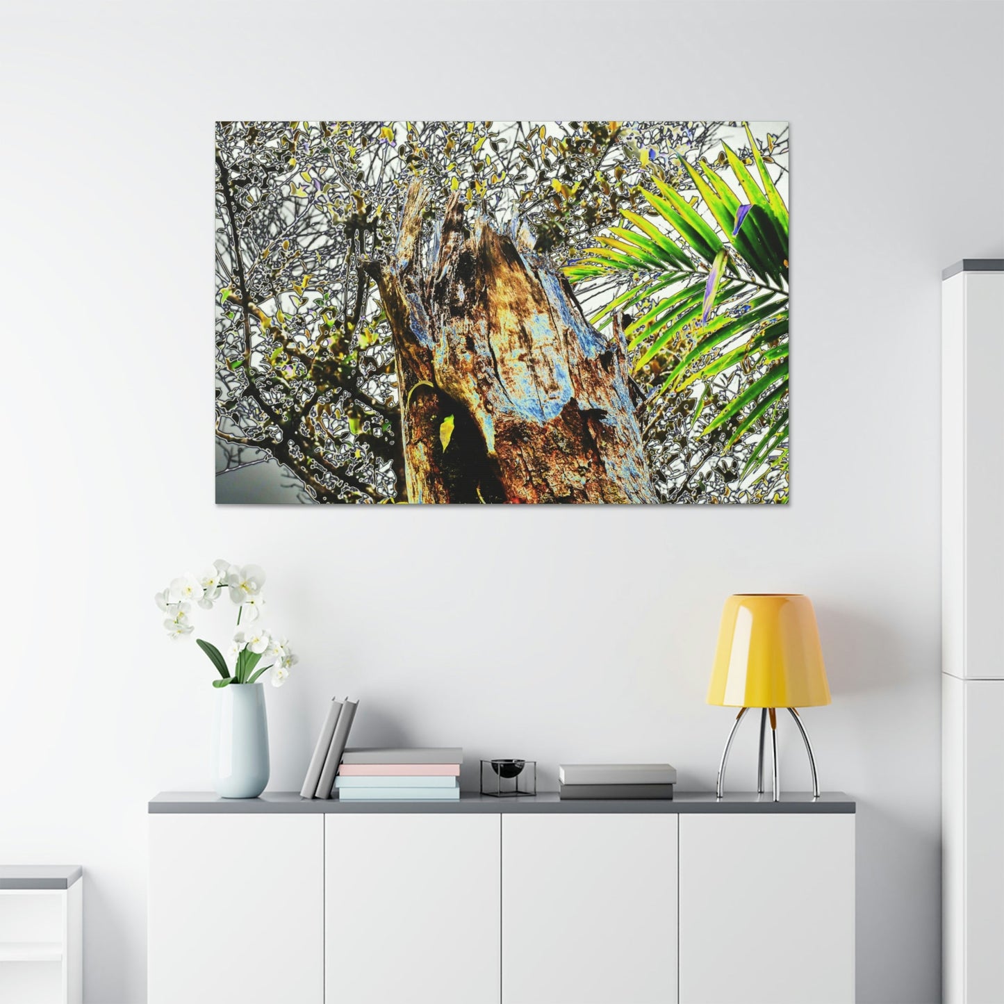 Canvas Stretched - Forest@Home - El Yunque - Recovering from Hurricane Maria - Color mod enhances Tree broken by Maria - Tradewinds trail - Green Forest Home