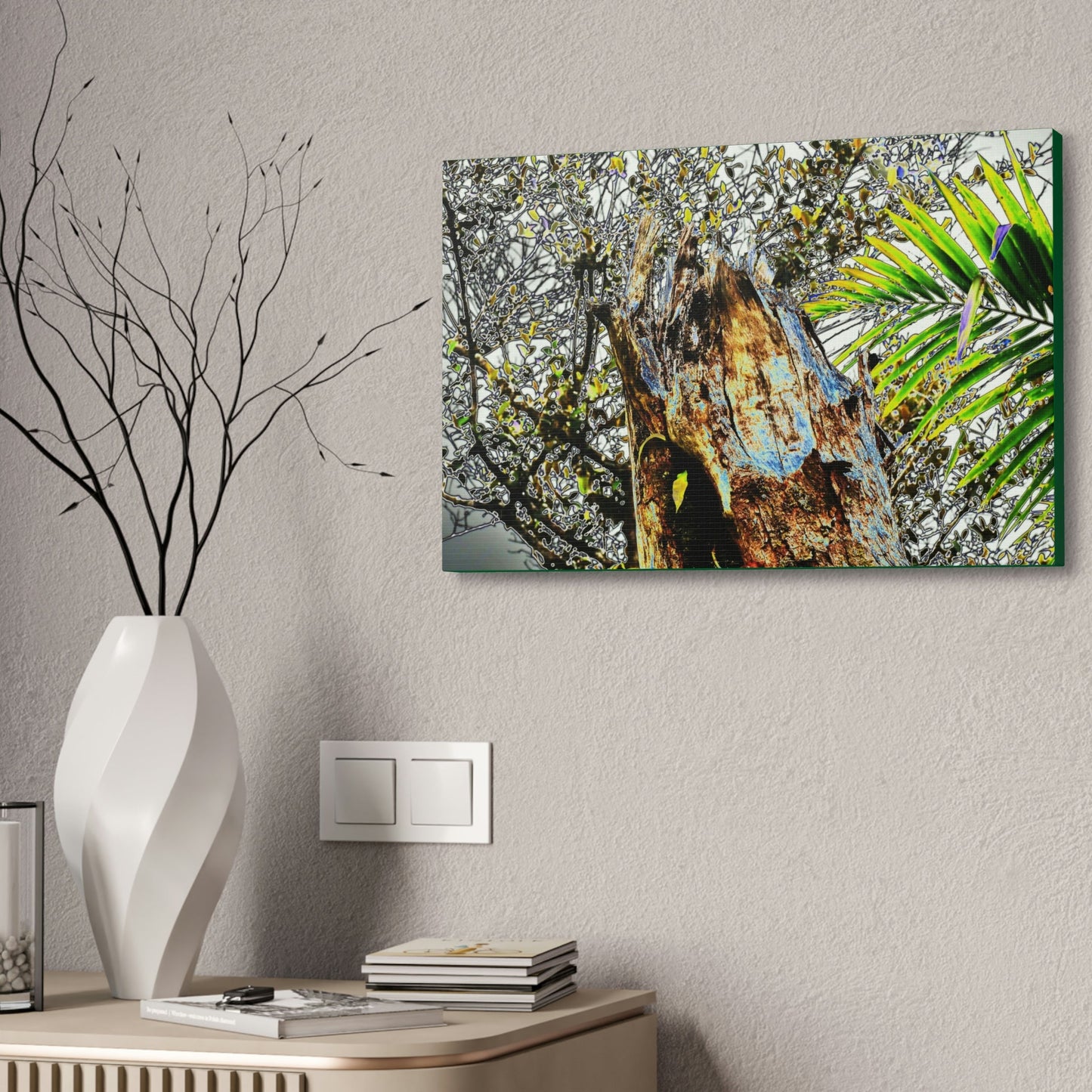 Canvas Stretched - Forest@Home - El Yunque - Recovering from Hurricane Maria - Color mod enhances Tree broken by Maria - Tradewinds trail - Green Forest Home