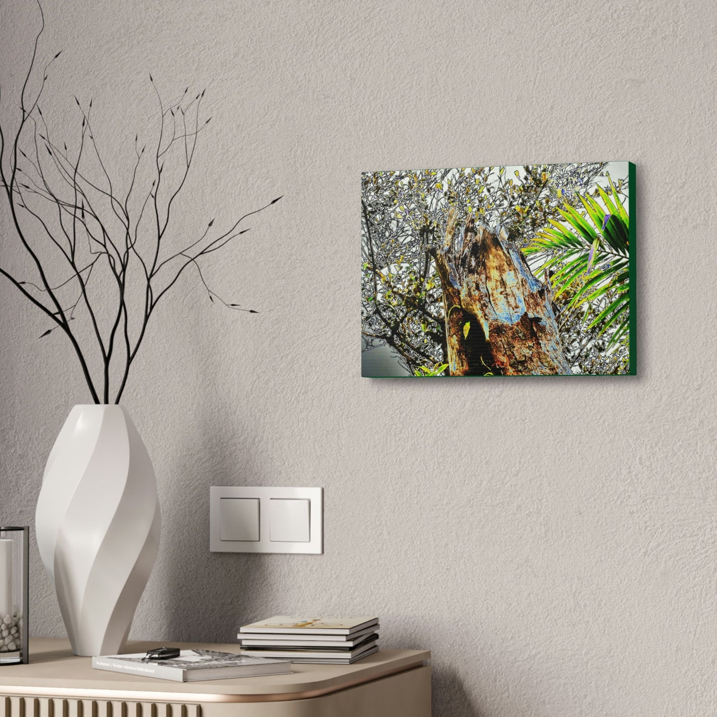 Canvas Stretched - Forest@Home - El Yunque - Recovering from Hurricane Maria - Color mod enhances Tree broken by Maria - Tradewinds trail - Green Forest Home