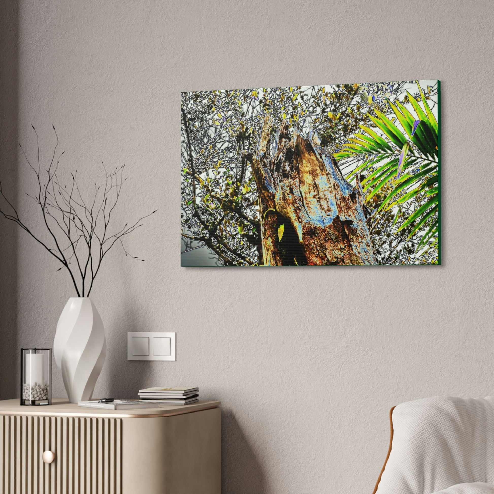 Canvas Stretched - Forest@Home - El Yunque - Recovering from Hurricane Maria - Color mod enhances Tree broken by Maria - Tradewinds trail - Green Forest Home