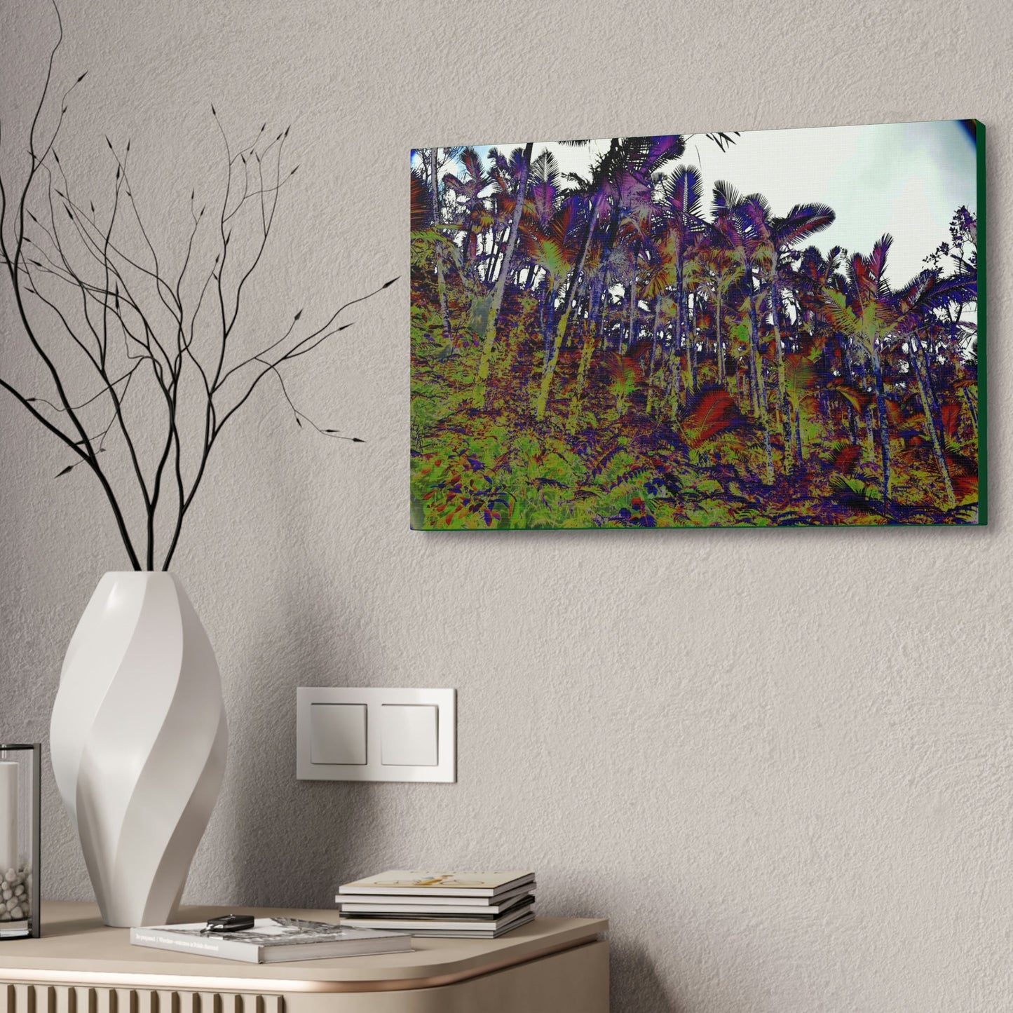 Canvas Stretched - Forest@Home - El Yunque - Recovering from Hurricane Maria - Color modified view of the Sierra Palm forest - Green Forest Home