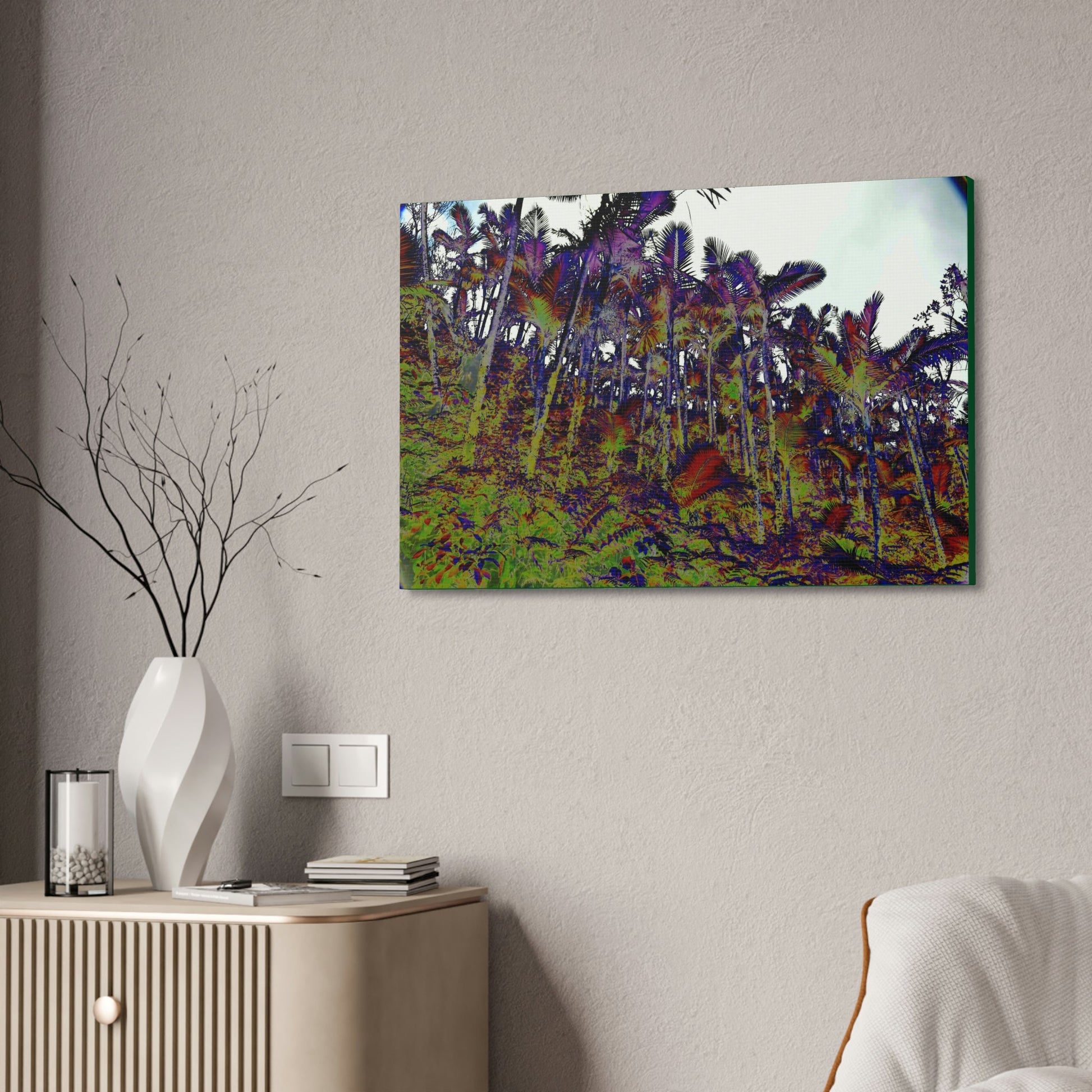 Canvas Stretched - Forest@Home - El Yunque - Recovering from Hurricane Maria - Color modified view of the Sierra Palm forest - Green Forest Home