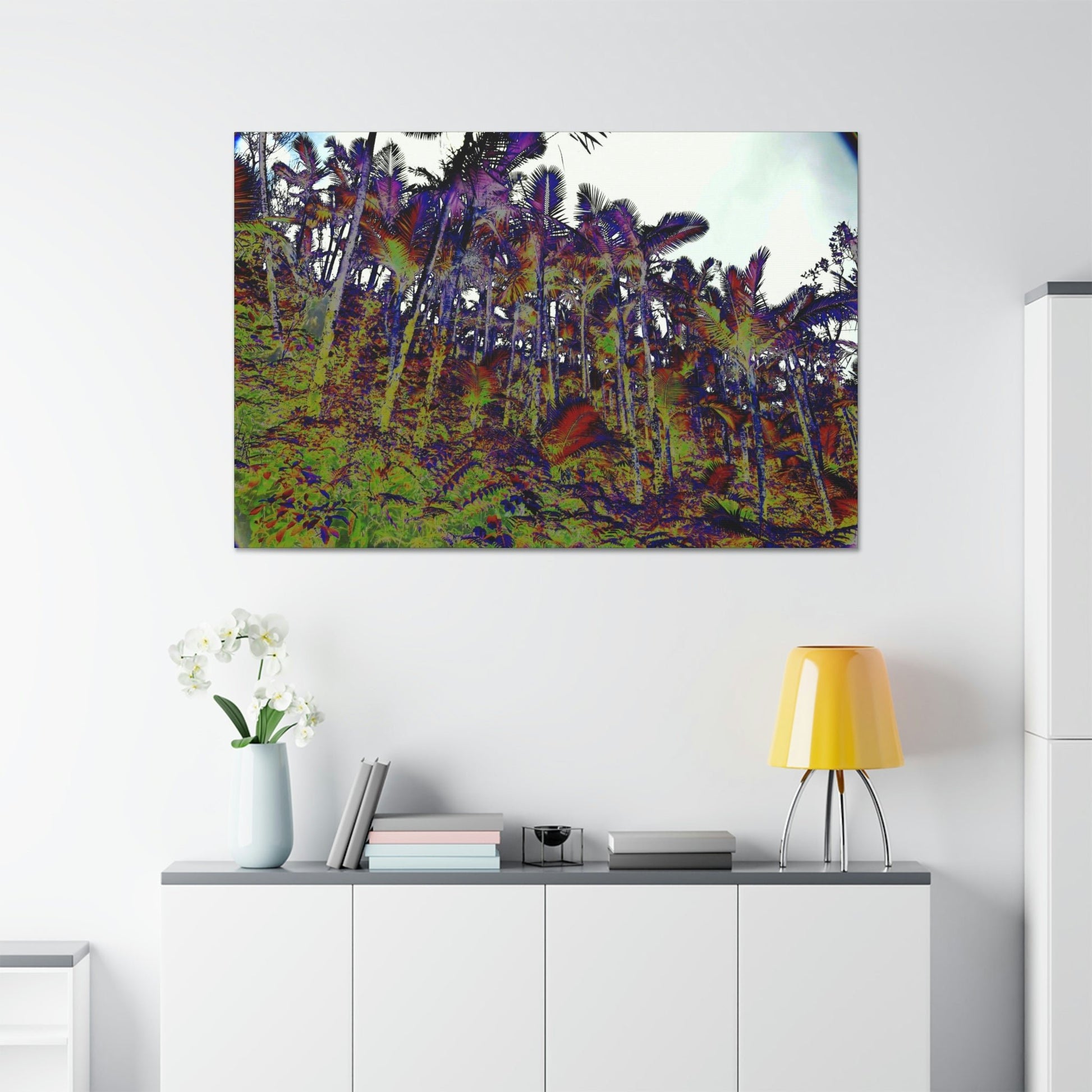 Canvas Stretched - Forest@Home - El Yunque - Recovering from Hurricane Maria - Color modified view of the Sierra Palm forest - Green Forest Home