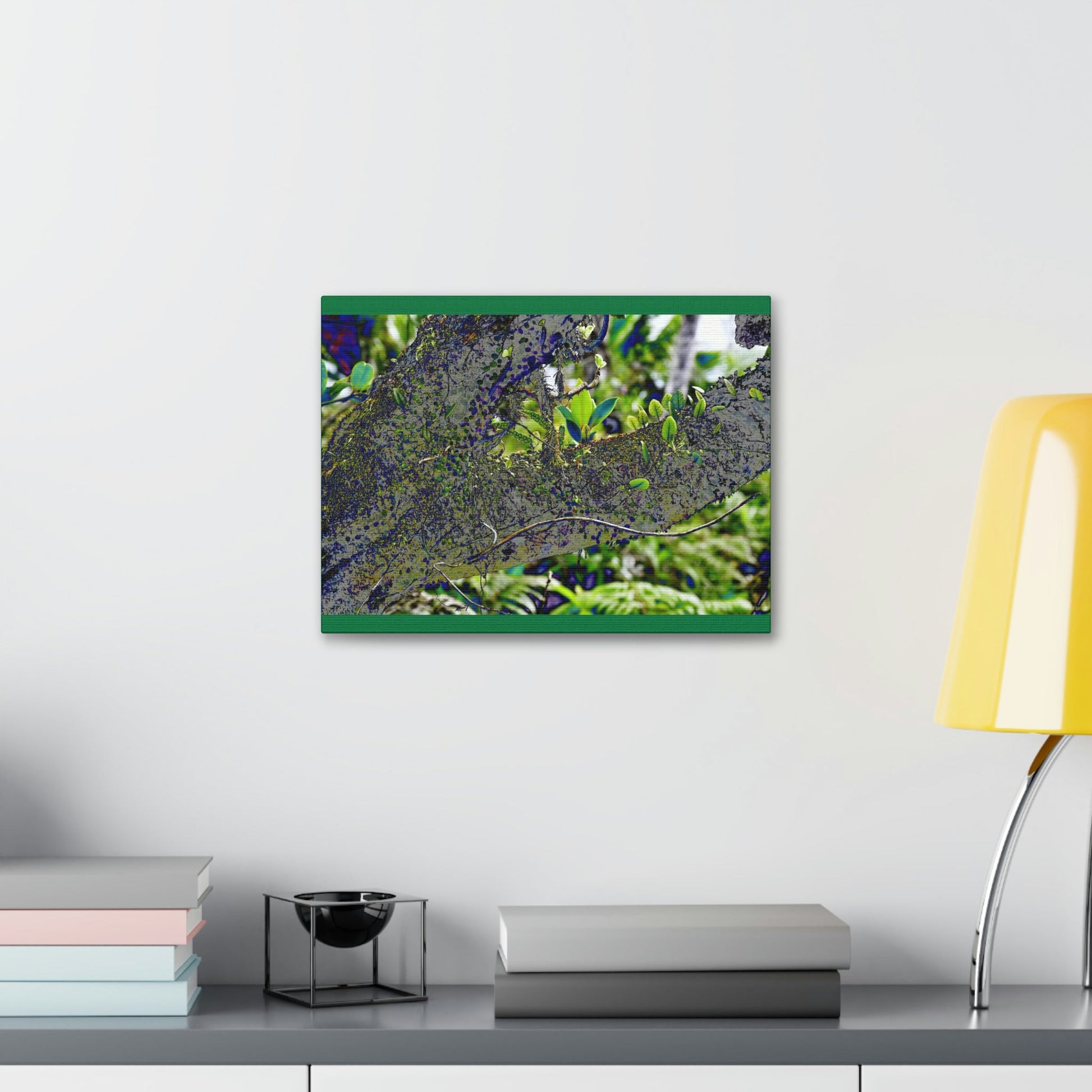 Canvas Stretched - Forest@Home - El Yunque - Recovering from Hurricane Maria - Color modified view of trunk reveals hidden details - Green Forest Home