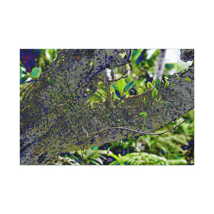 Canvas Stretched - Forest@Home - El Yunque - Recovering from Hurricane Maria - Color modified view of trunk reveals hidden details - Green Forest Home