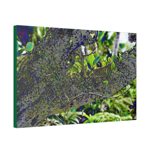 Canvas Stretched - Forest@Home - El Yunque - Recovering from Hurricane Maria - Color modified view of trunk reveals hidden details - Green Forest Home