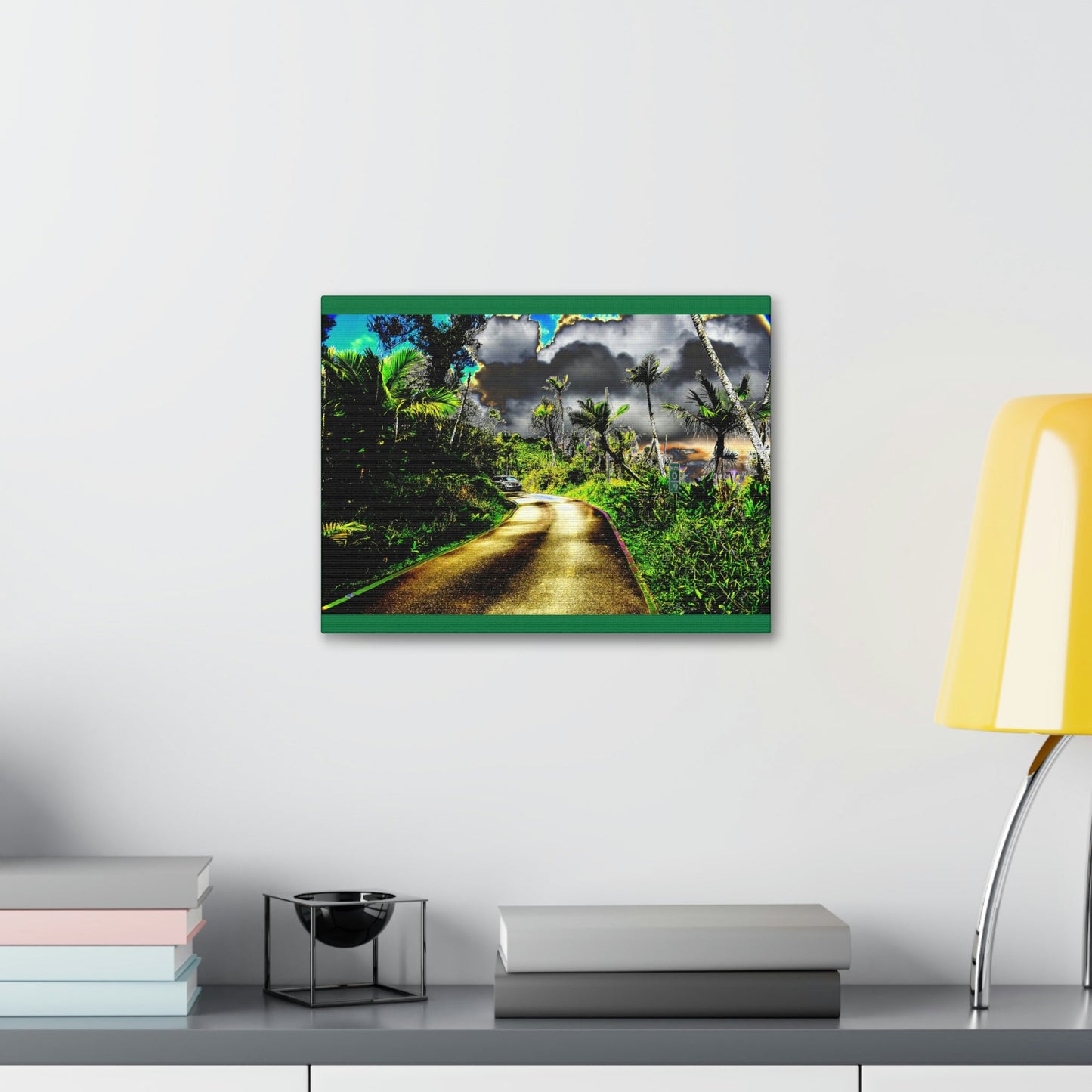 Canvas Stretched - Forest@Home - El Yunque - Recovering from Hurricane Maria - Color modified view road reveals amazing details - Green Forest Home