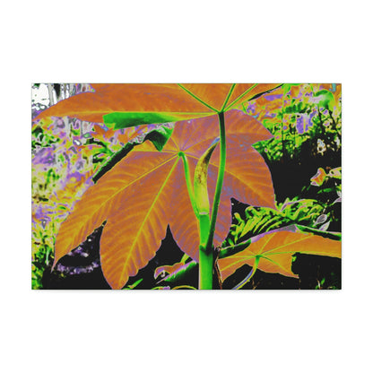 Canvas Stretched - Forest@Home - El Yunque - Recovering from Hurricane Maria - Common plants of EYNF Yagrumo sprouting tree color modified - Green Forest Home