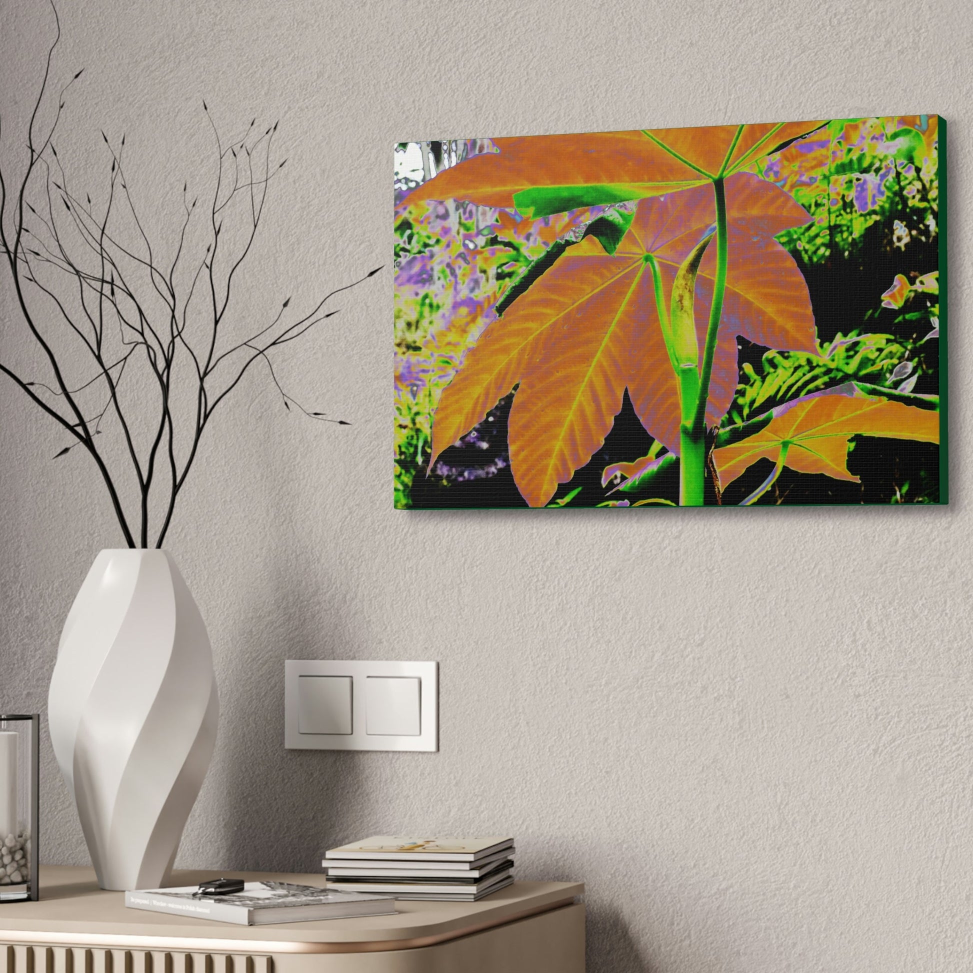 Canvas Stretched - Forest@Home - El Yunque - Recovering from Hurricane Maria - Common plants of EYNF Yagrumo sprouting tree color modified - Green Forest Home