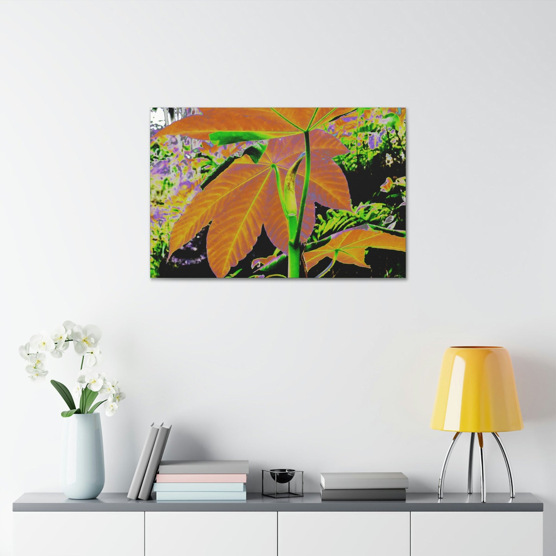 Canvas Stretched - Forest@Home - El Yunque - Recovering from Hurricane Maria - Common plants of EYNF Yagrumo sprouting tree color modified - Green Forest Home