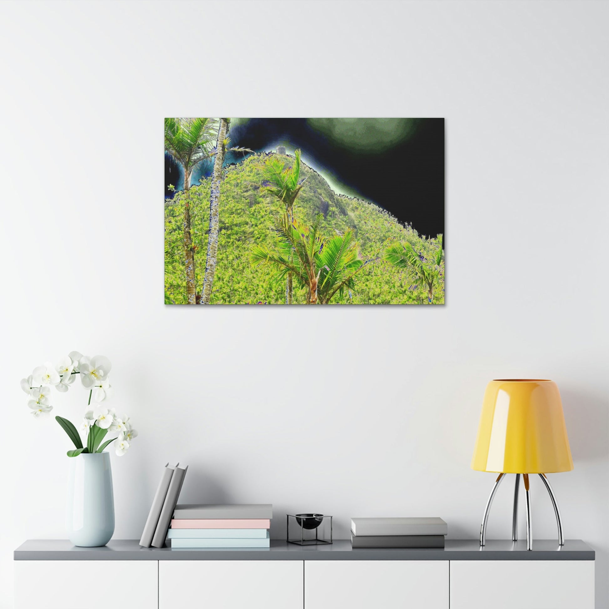 Canvas Stretched - Forest@Home - El Yunque - Recovering from Hurricane Maria - Dramatic view of Mt Britton color modified - Green Forest Home
