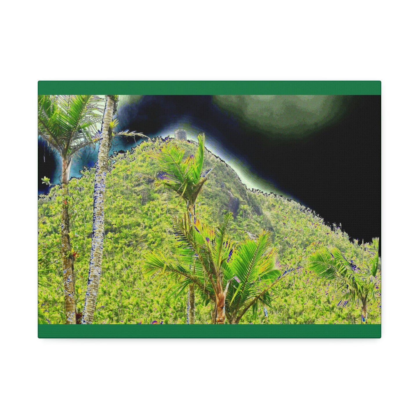 Canvas Stretched - Forest@Home - El Yunque - Recovering from Hurricane Maria - Dramatic view of Mt Britton color modified - Green Forest Home