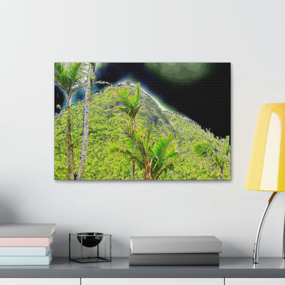 Canvas Stretched - Forest@Home - El Yunque - Recovering from Hurricane Maria - Dramatic view of Mt Britton color modified - Green Forest Home