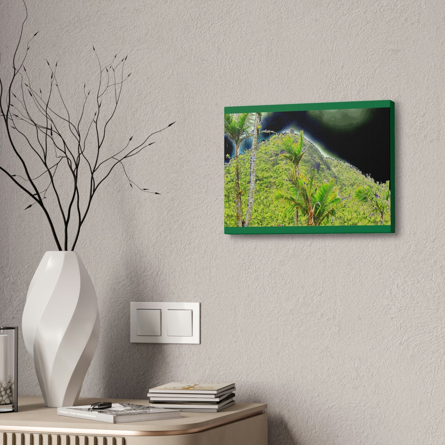 Canvas Stretched - Forest@Home - El Yunque - Recovering from Hurricane Maria - Dramatic view of Mt Britton color modified - Green Forest Home
