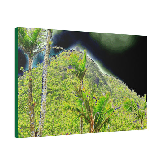 Canvas Stretched - Forest@Home - El Yunque - Recovering from Hurricane Maria - Dramatic view of Mt Britton color modified - Green Forest Home