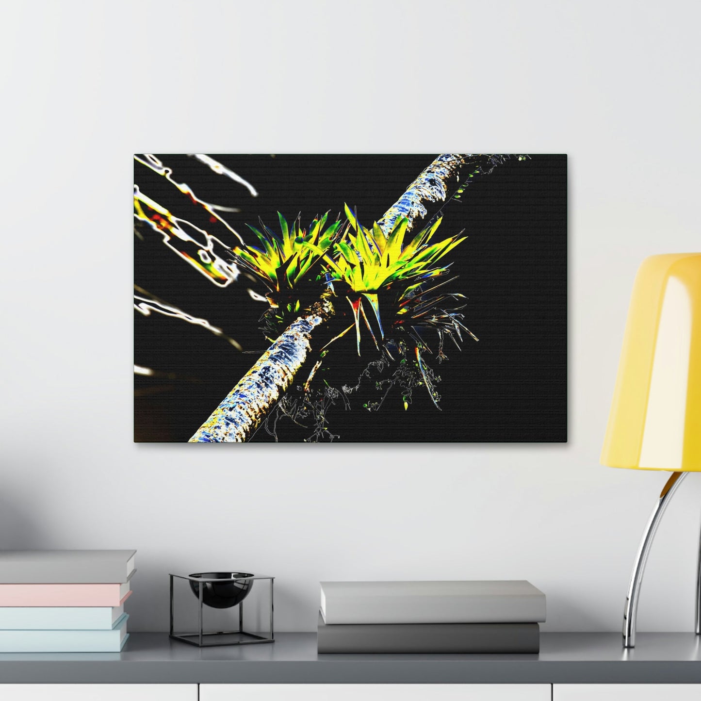 Canvas Stretched - Forest@Home - El Yunque - Recovering from Hurricane Maria - Dramatic work of art by Bromeilad in a Sierra Palm & sky - Green Forest Home