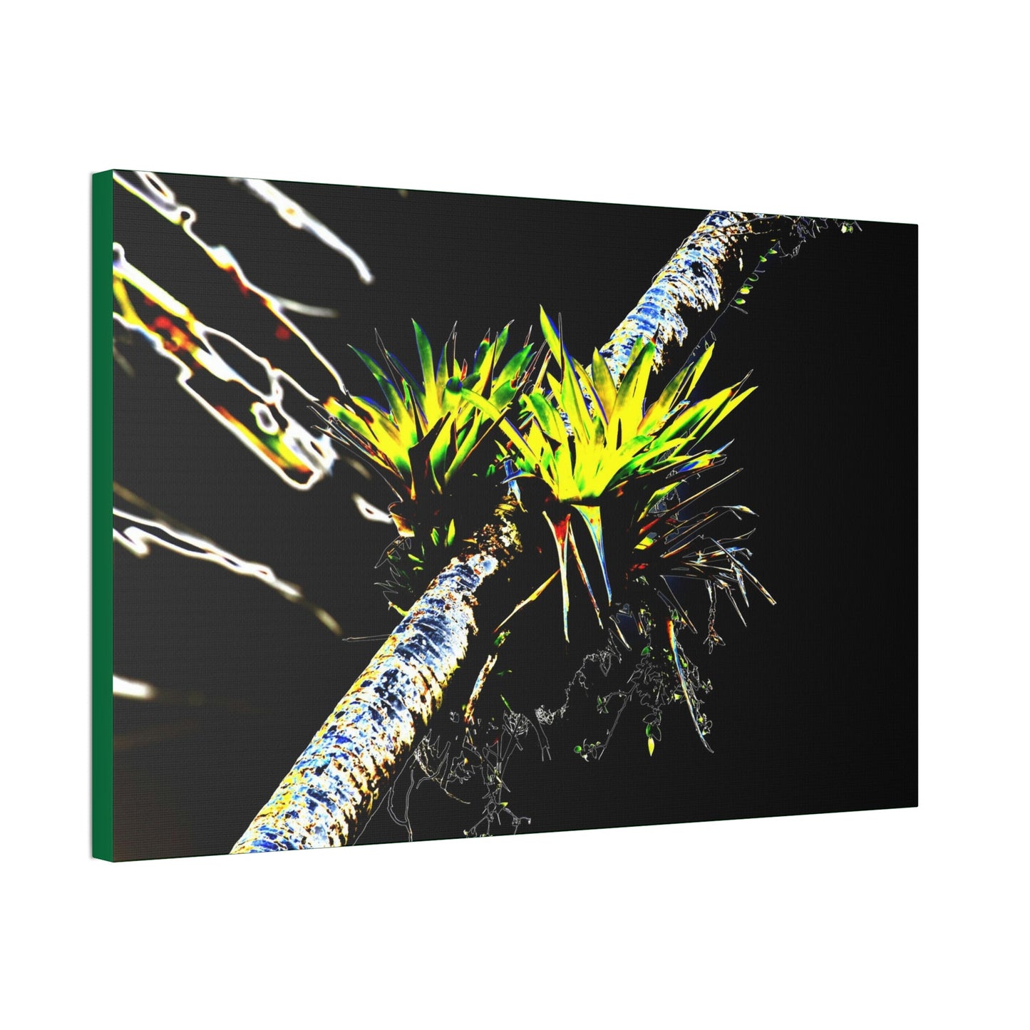Canvas Stretched - Forest@Home - El Yunque - Recovering from Hurricane Maria - Dramatic work of art by Bromeilad in a Sierra Palm & sky - Green Forest Home