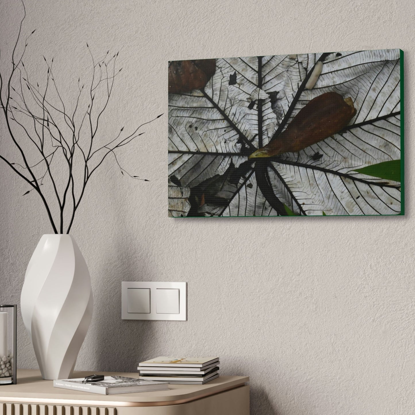 Canvas Stretched - Forest@Home - El Yunque - Recovering from Hurricane Maria - Fallen Yagrumo leaf in and leaf cover - Tradwinds - Green Forest Home