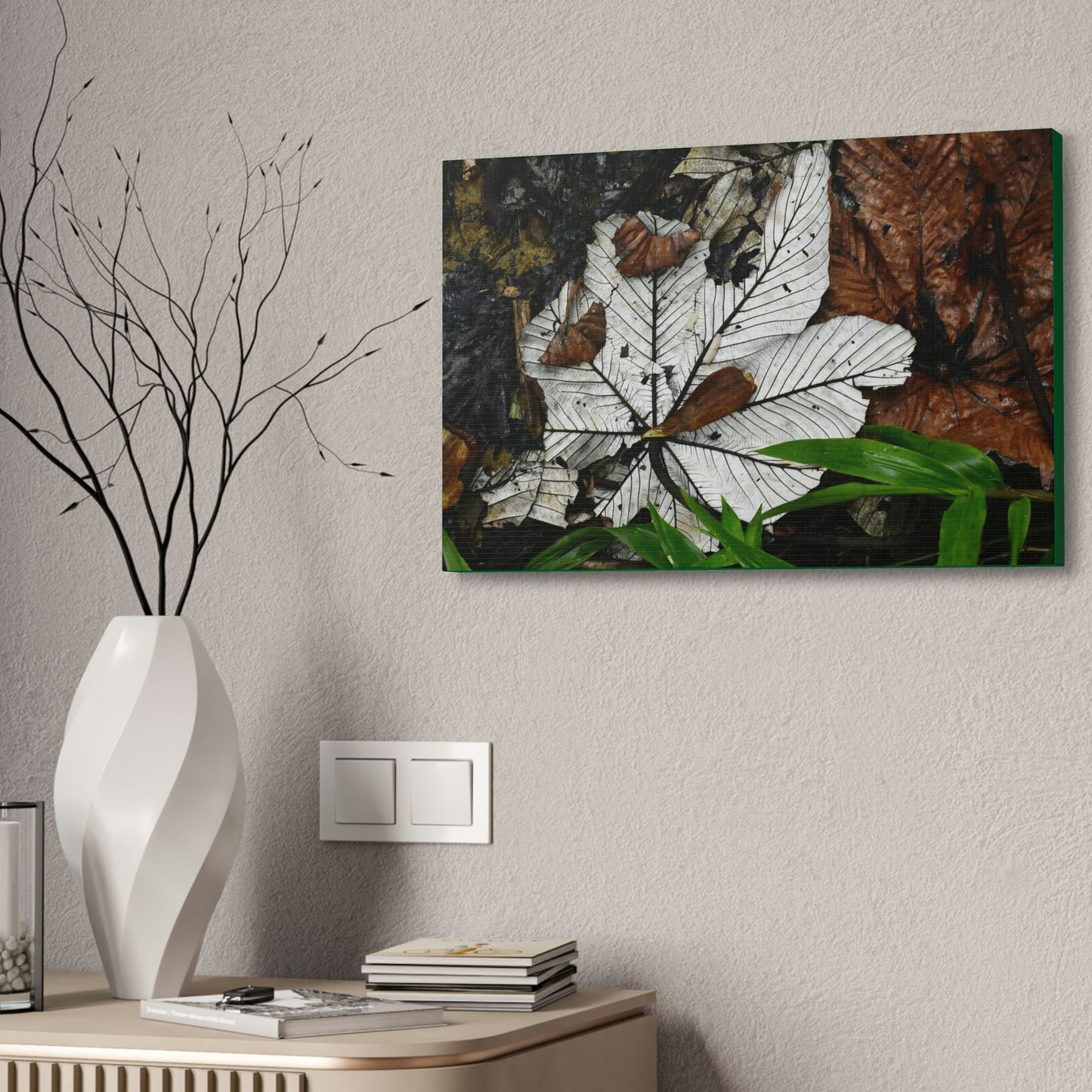 Canvas Stretched - Forest@Home - El Yunque - Recovering from Hurricane Maria - Fallen Yagrumo leafs - their two sides - Tradewinds - Green Forest Home