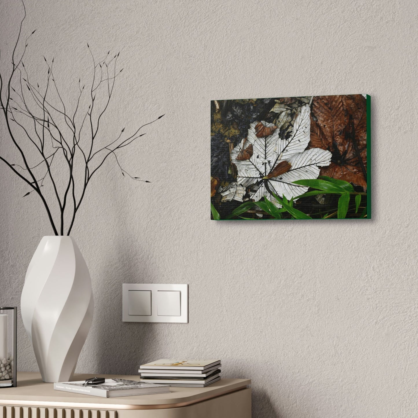 Canvas Stretched - Forest@Home - El Yunque - Recovering from Hurricane Maria - Fallen Yagrumo leafs - their two sides - Tradewinds - Green Forest Home
