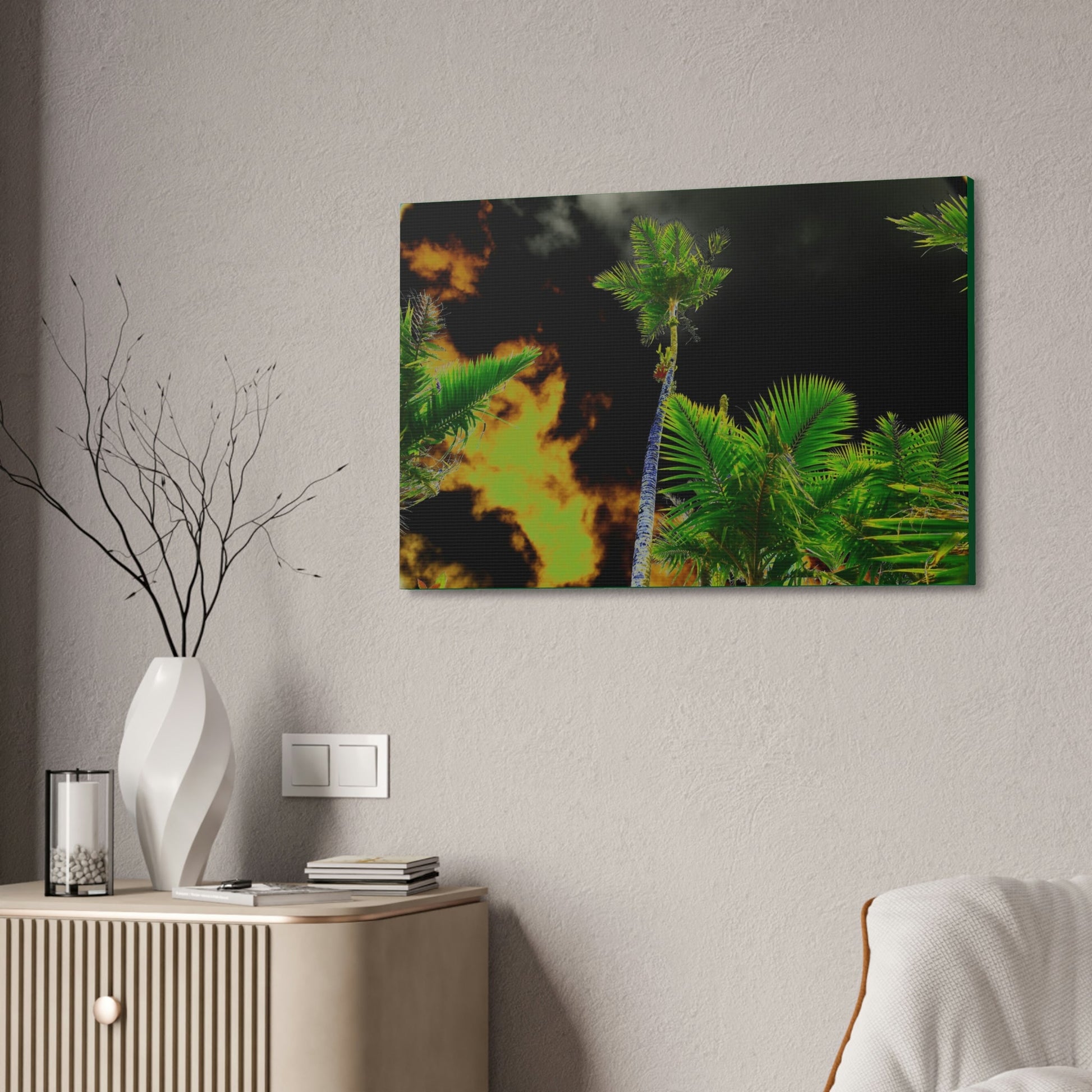 Canvas Stretched - Forest@Home - El Yunque - Recovering from Hurricane Maria - Impacting sky view of Sierra Palms & clouds - color mod - Green Forest Home