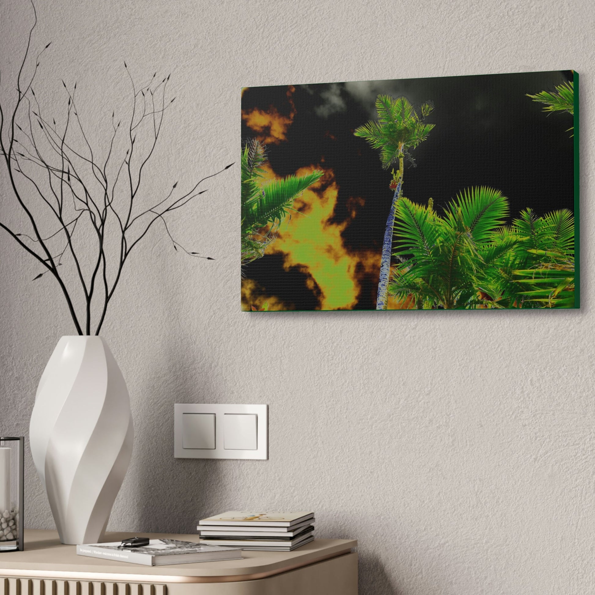 Canvas Stretched - Forest@Home - El Yunque - Recovering from Hurricane Maria - Impacting sky view of Sierra Palms & clouds - color mod - Green Forest Home