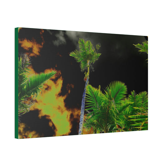 Canvas Stretched - Forest@Home - El Yunque - Recovering from Hurricane Maria - Impacting sky view of Sierra Palms & clouds - color mod - Green Forest Home