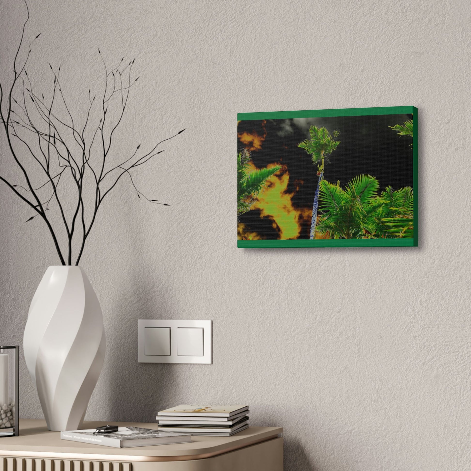 Canvas Stretched - Forest@Home - El Yunque - Recovering from Hurricane Maria - Impacting sky view of Sierra Palms & clouds - color mod - Green Forest Home