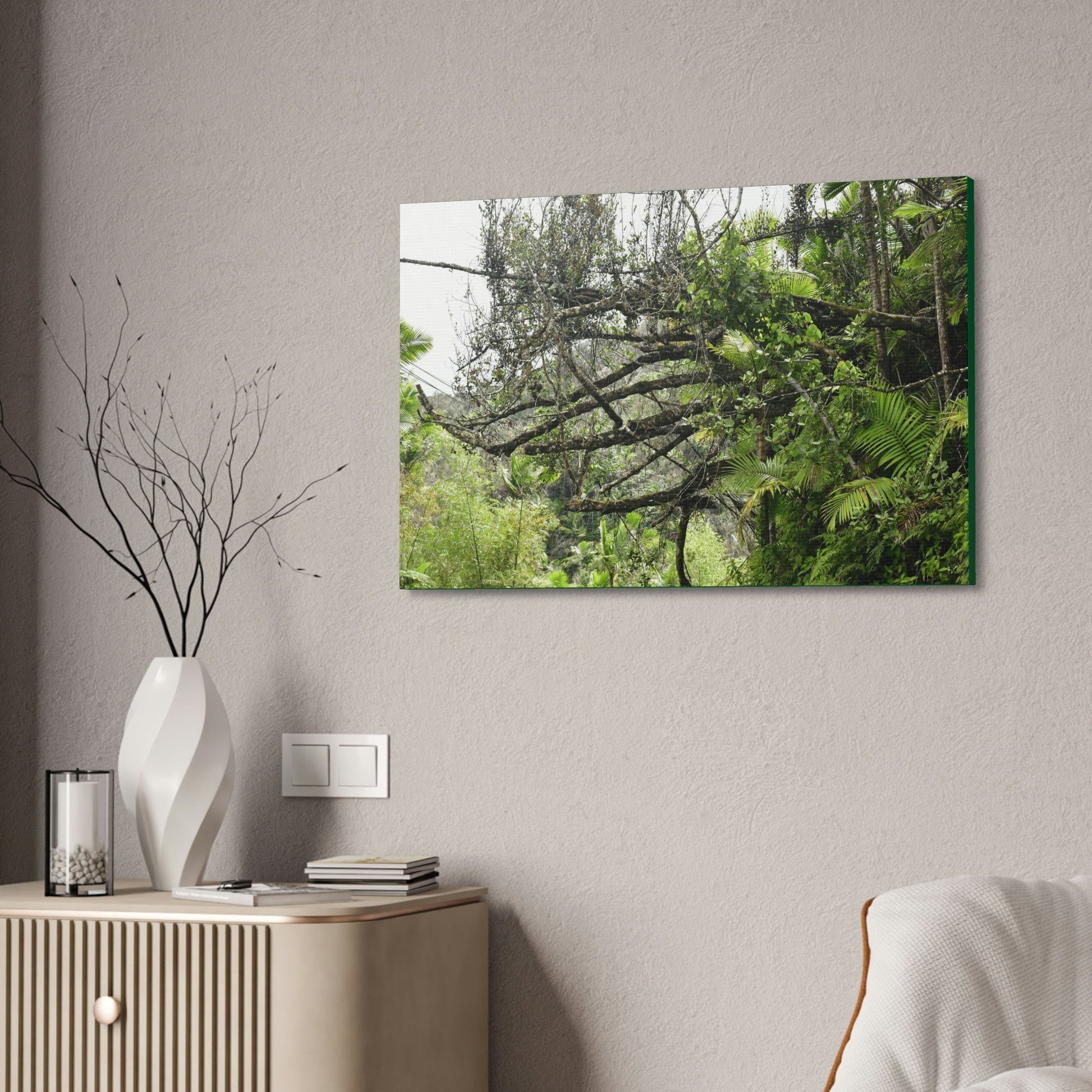 Canvas Stretched - Forest@Home - El Yunque - Recovering from Hurricane Maria - PR 191 large fallen tree near the main road - Green Forest Home