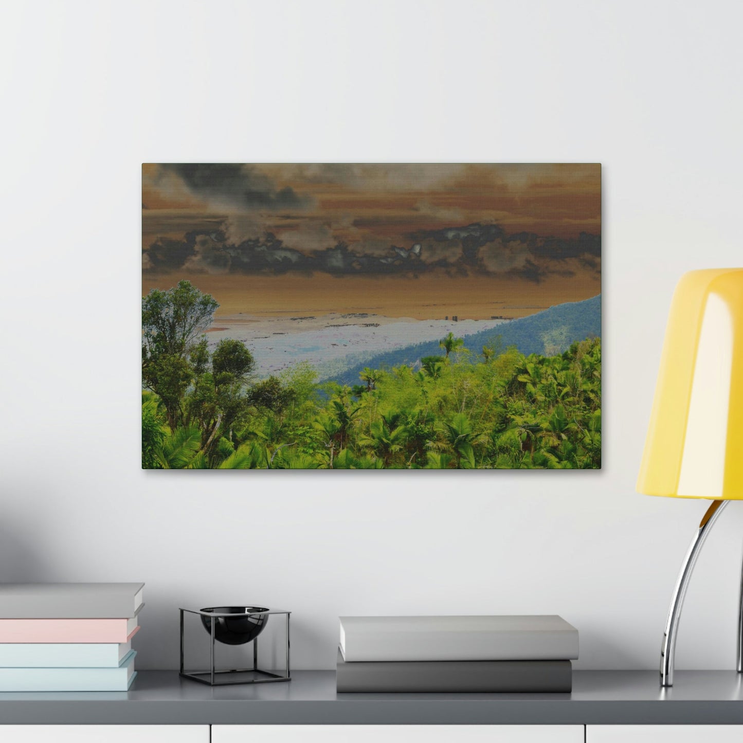 Canvas Stretched - Forest@Home - El Yunque - Recovering from Hurricane Maria - Road view of Luquillo details revealed by color modified - Green Forest Home