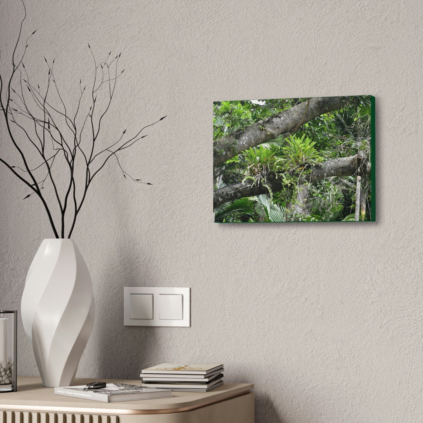 Canvas Stretched - Forest@Home - El Yunque - Recovering from Hurricane Maria - Tradewinds trail Bromeliads in fallen tree trunk - Green Forest Home