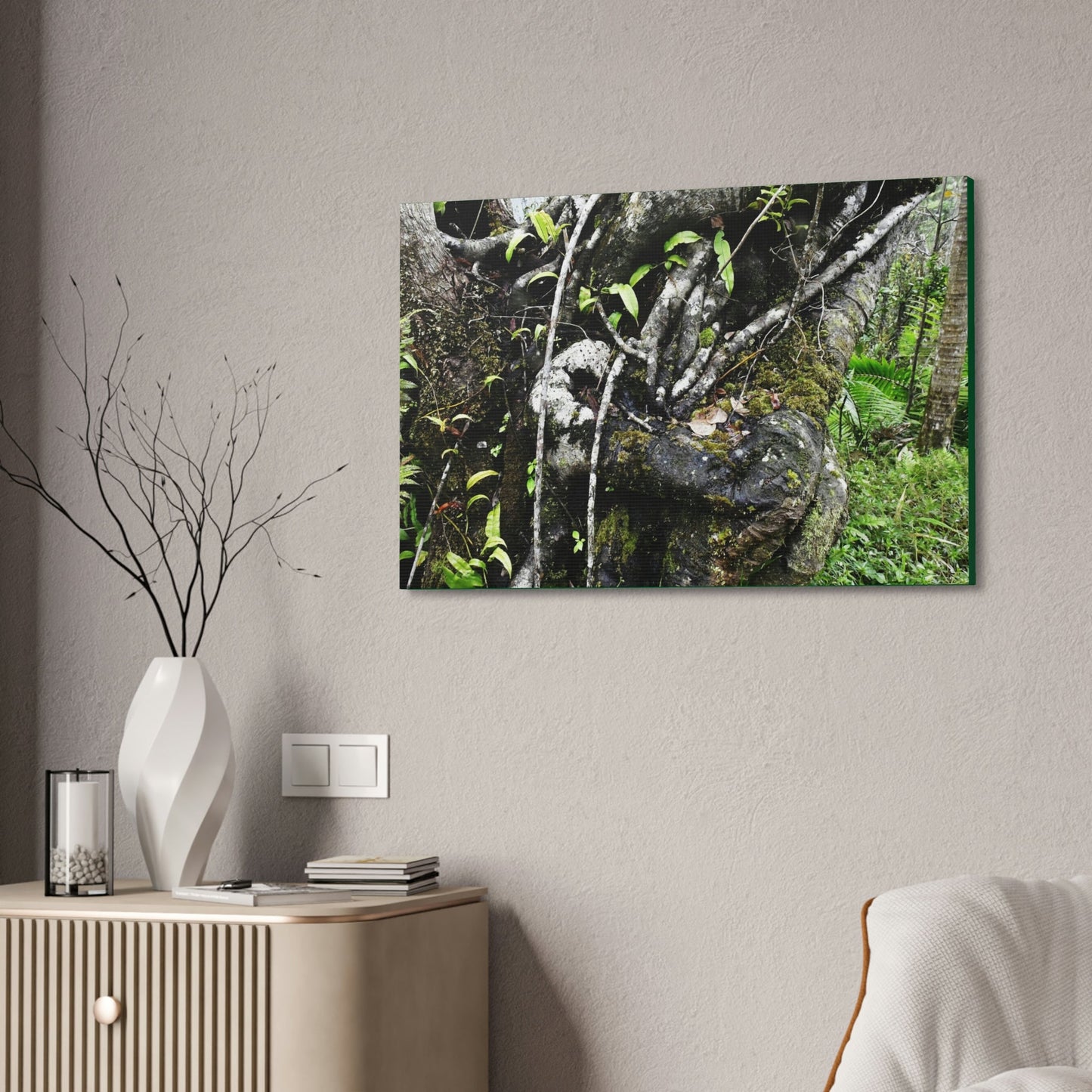 Canvas Stretched - Forest@Home - El Yunque - Recovering from Hurricane Maria - Tradewinds trail shows trees a bundle of close-knit branches - Green Forest Home