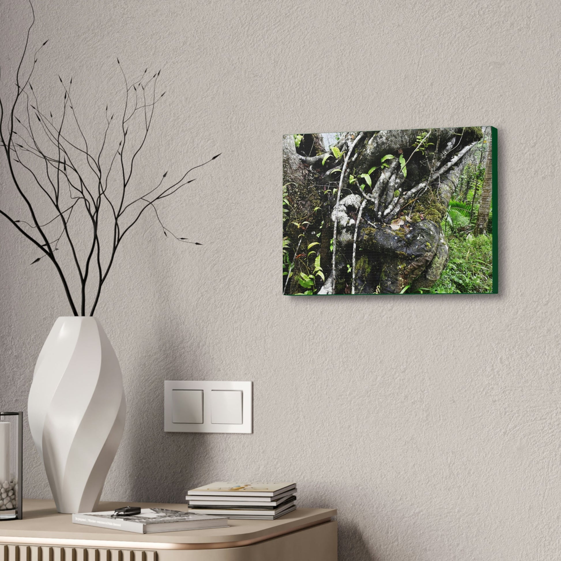 Canvas Stretched - Forest@Home - El Yunque - Recovering from Hurricane Maria - Tradewinds trail shows trees a bundle of close-knit branches - Green Forest Home
