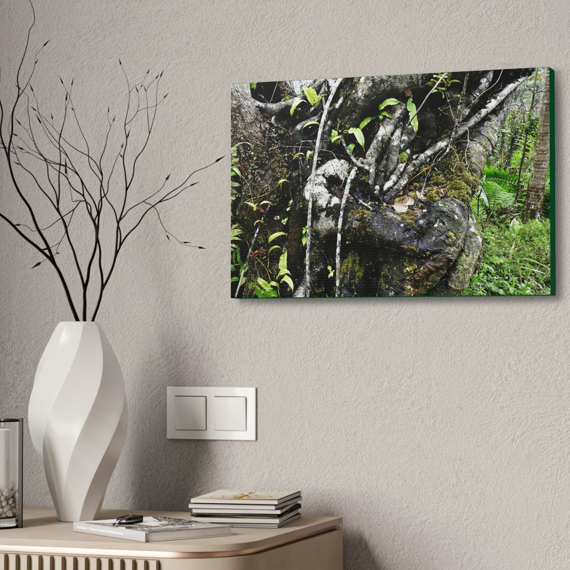 Canvas Stretched - Forest@Home - El Yunque - Recovering from Hurricane Maria - Tradewinds trail shows trees a bundle of close-knit branches - Green Forest Home