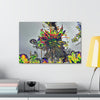 Canvas Stretched - Forest@Home - El Yunque - Stunning colors is a Bromeliad (air plant) in a Sierra Palm trunk - Green Forest Home