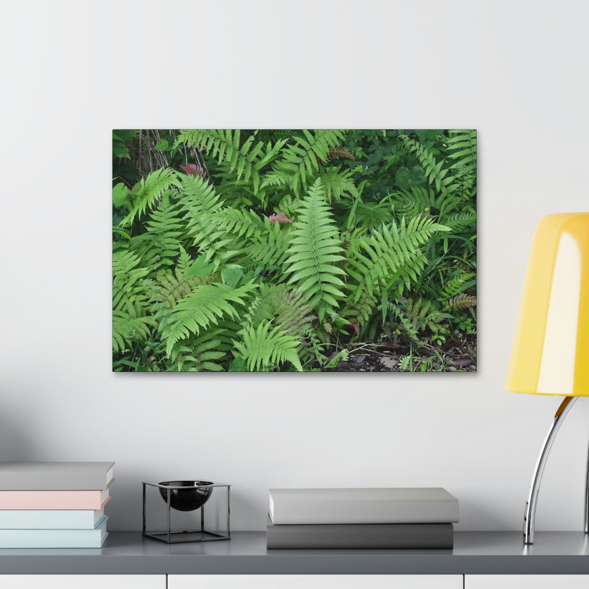 Canvas Stretched - Forest@Home - El Yunque - The happiness of being a simple Fern - one of 150 species of ferns here - Green Forest Home