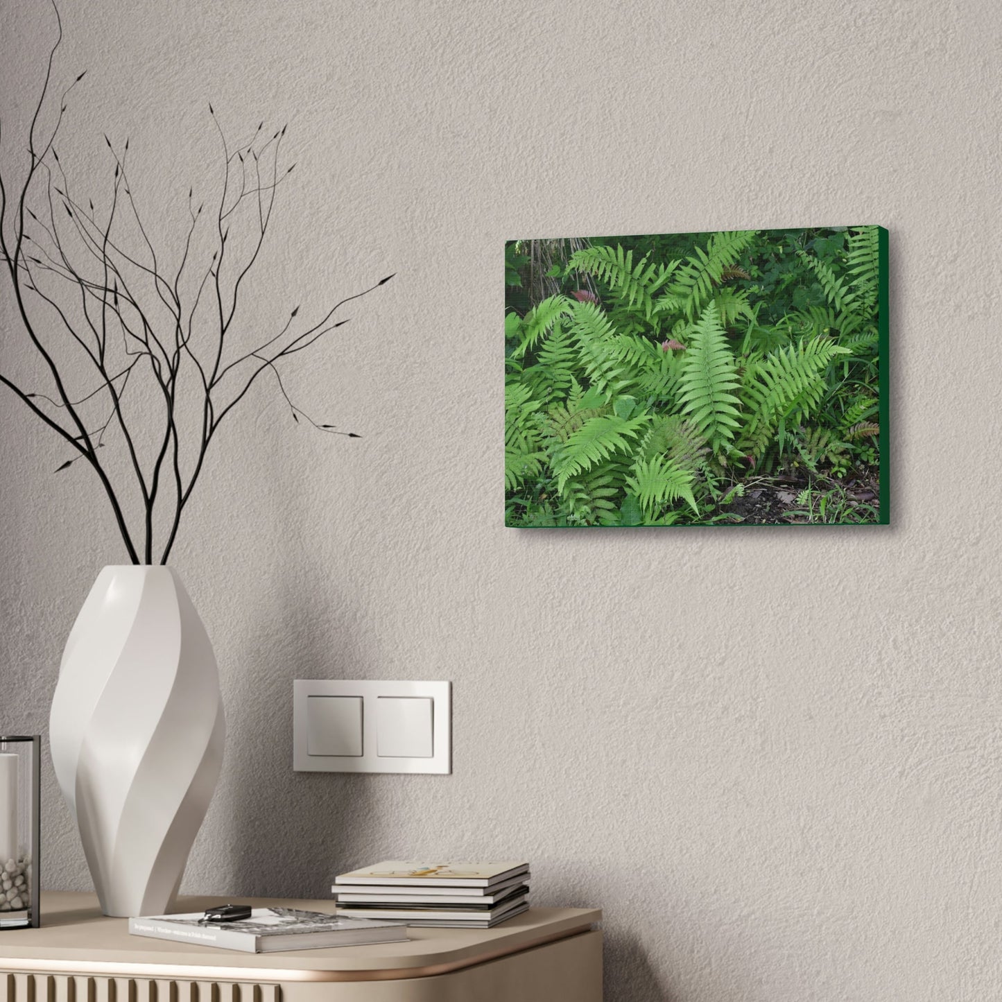 Canvas Stretched - Forest@Home - El Yunque - The happiness of being a simple Fern - one of 150 species of ferns here - Green Forest Home