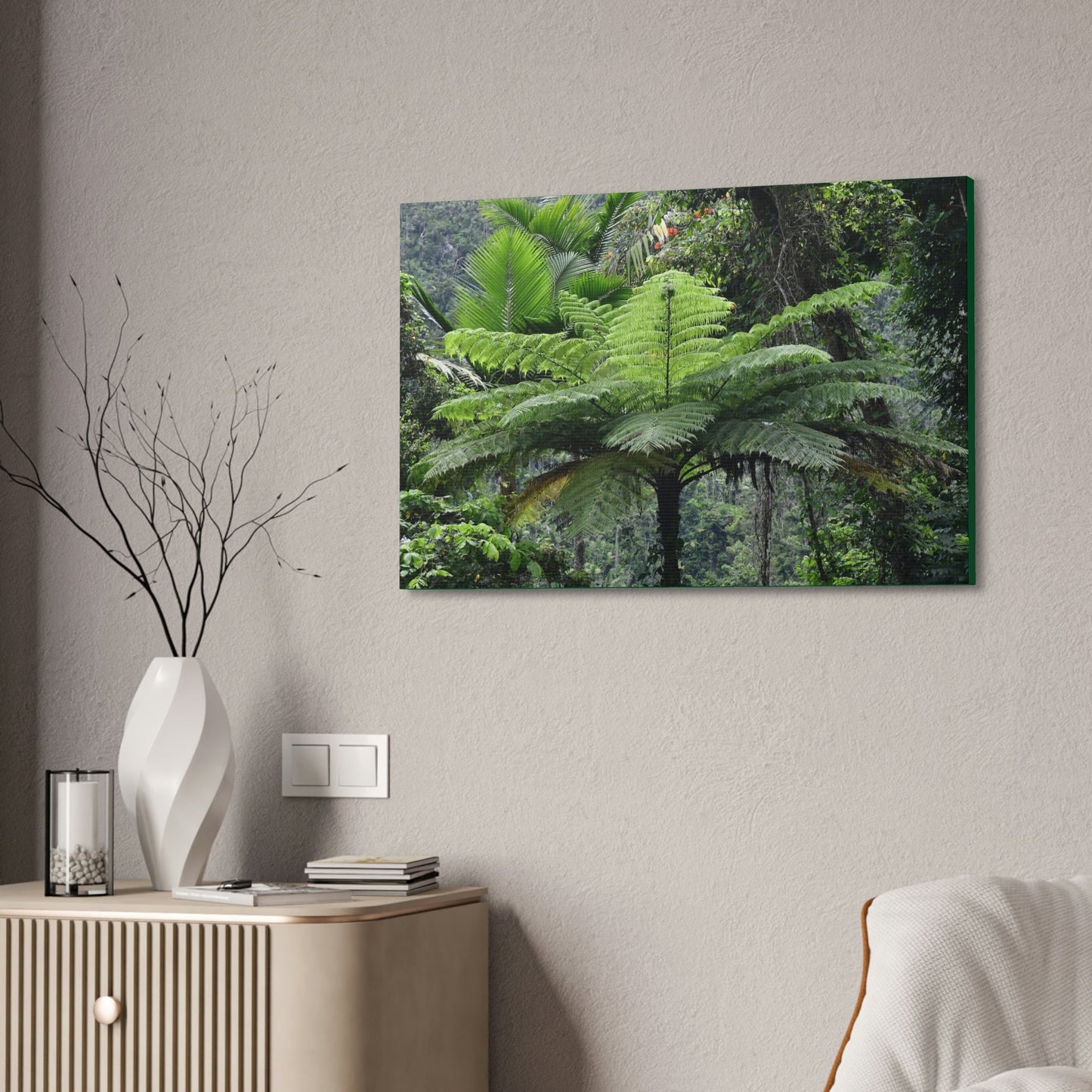 Canvas Stretched - Forest@Home - El Yunque - The most ancient tree is the Fern Palm tree - like the one here millions of years old - Green Forest Home