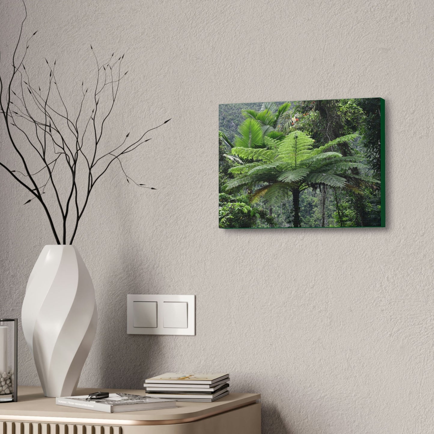 Canvas Stretched - Forest@Home - El Yunque - The most ancient tree is the Fern Palm tree - like the one here millions of years old - Green Forest Home