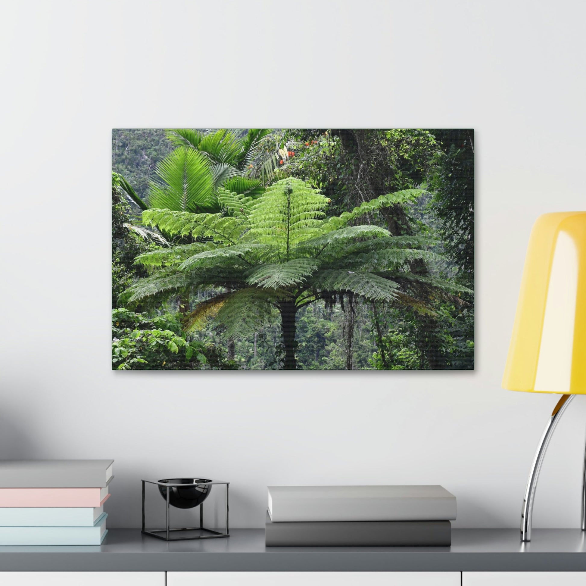 Canvas Stretched - Forest@Home - El Yunque - The most ancient tree is the Fern Palm tree - like the one here millions of years old - Green Forest Home